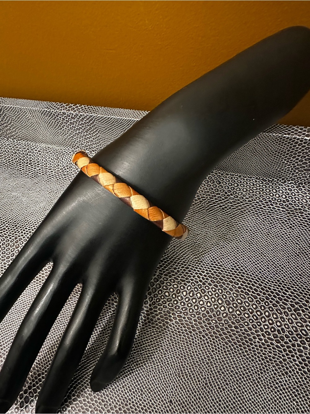Hand-Braided  Bracelet in Tan and Cream